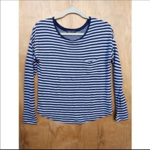 VINCE scoop neck striped long sleeve tee medium
